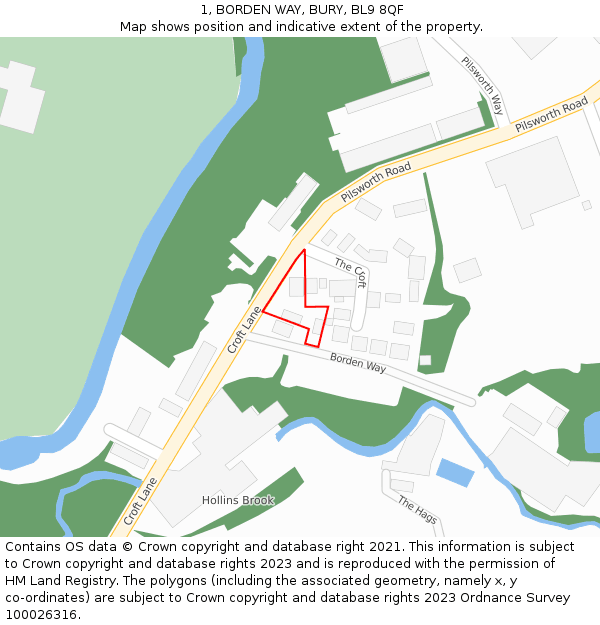 1, BORDEN WAY, BURY, BL9 8QF: Location map and indicative extent of plot