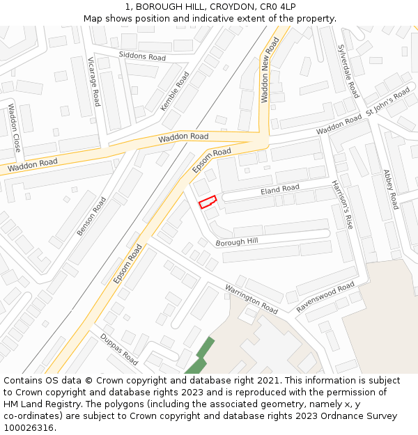 1, BOROUGH HILL, CROYDON, CR0 4LP: Location map and indicative extent of plot