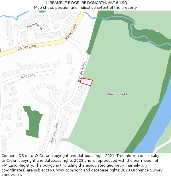 1, BRAMBLE RIDGE, BRIDGNORTH, WV16 4SQ: Location map and indicative extent of plot