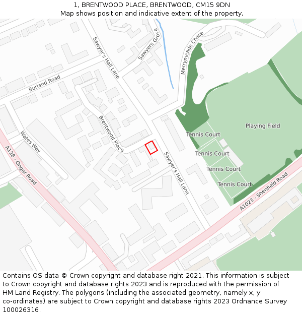 1, BRENTWOOD PLACE, BRENTWOOD, CM15 9DN: Location map and indicative extent of plot