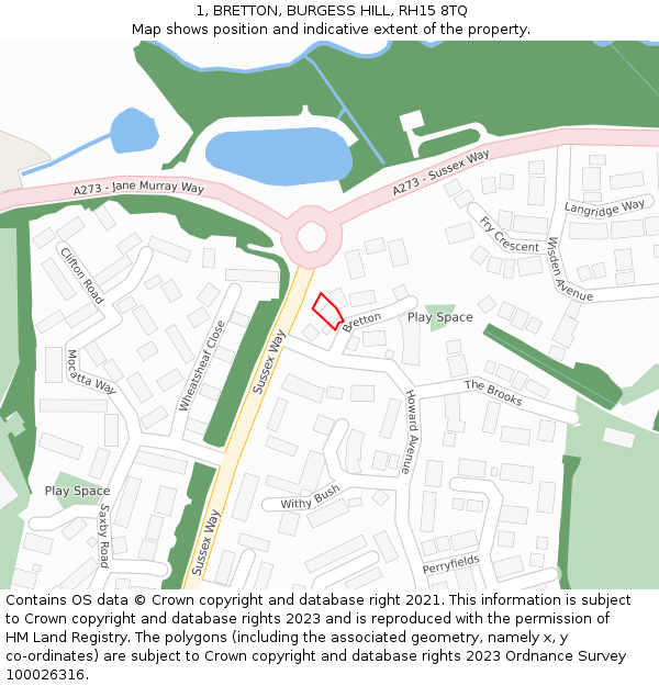 1, BRETTON, BURGESS HILL, RH15 8TQ: Location map and indicative extent of plot