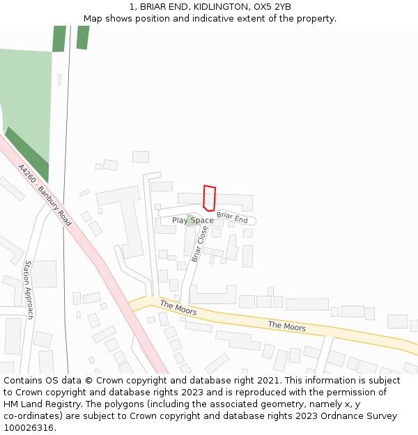 1, BRIAR END, KIDLINGTON, OX5 2YB: Location map and indicative extent of plot