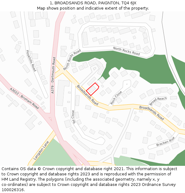 1, BROADSANDS ROAD, PAIGNTON, TQ4 6JX: Location map and indicative extent of plot