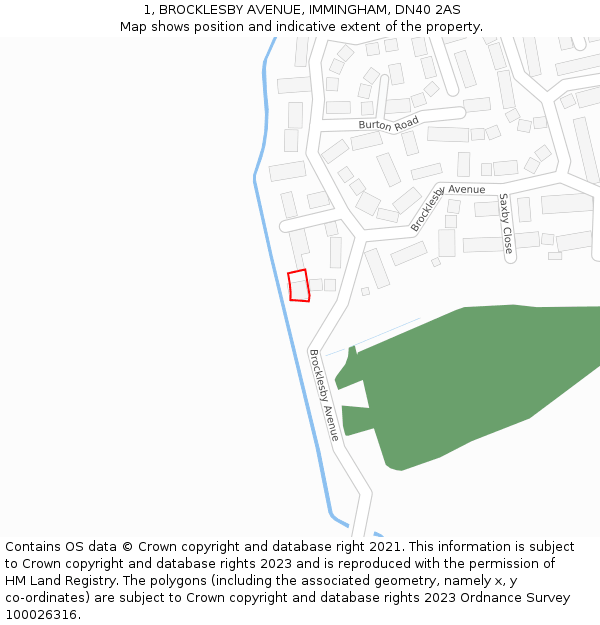 1, BROCKLESBY AVENUE, IMMINGHAM, DN40 2AS: Location map and indicative extent of plot