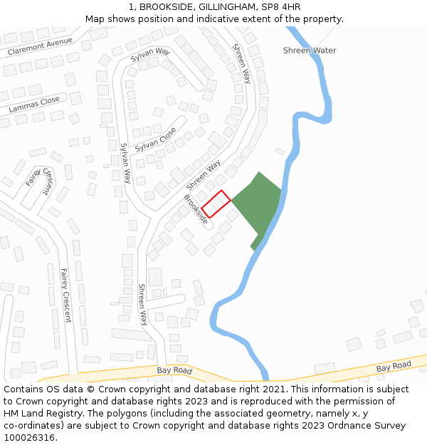 1, BROOKSIDE, GILLINGHAM, SP8 4HR: Location map and indicative extent of plot