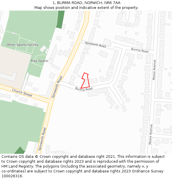 1, BURMA ROAD, NORWICH, NR6 7AA: Location map and indicative extent of plot