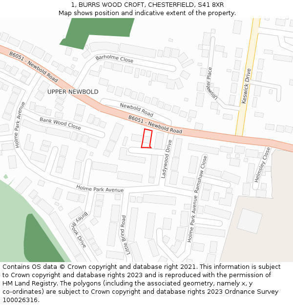 1, BURRS WOOD CROFT, CHESTERFIELD, S41 8XR: Location map and indicative extent of plot