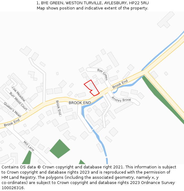 1, BYE GREEN, WESTON TURVILLE, AYLESBURY, HP22 5RU: Location map and indicative extent of plot