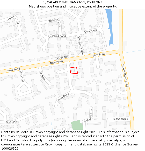 1, CALAIS DENE, BAMPTON, OX18 2NR: Location map and indicative extent of plot