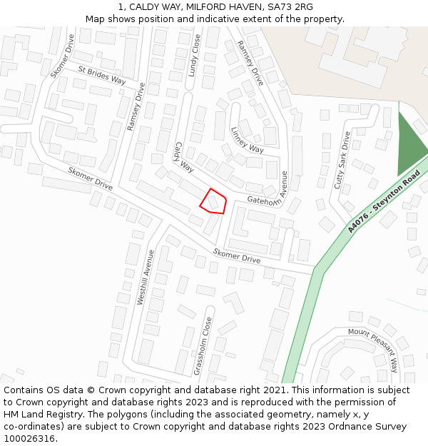 1, CALDY WAY, MILFORD HAVEN, SA73 2RG: Location map and indicative extent of plot