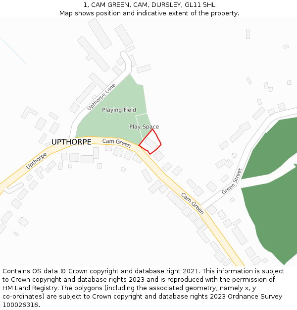 1, CAM GREEN, CAM, DURSLEY, GL11 5HL: Location map and indicative extent of plot