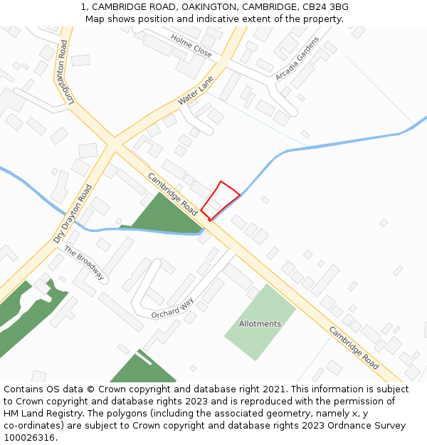 1, CAMBRIDGE ROAD, OAKINGTON, CAMBRIDGE, CB24 3BG: Location map and indicative extent of plot