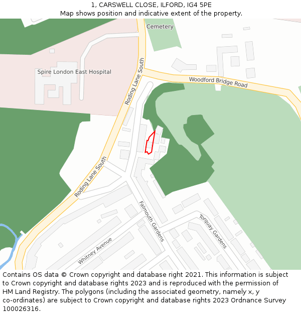 1, CARSWELL CLOSE, ILFORD, IG4 5PE: Location map and indicative extent of plot
