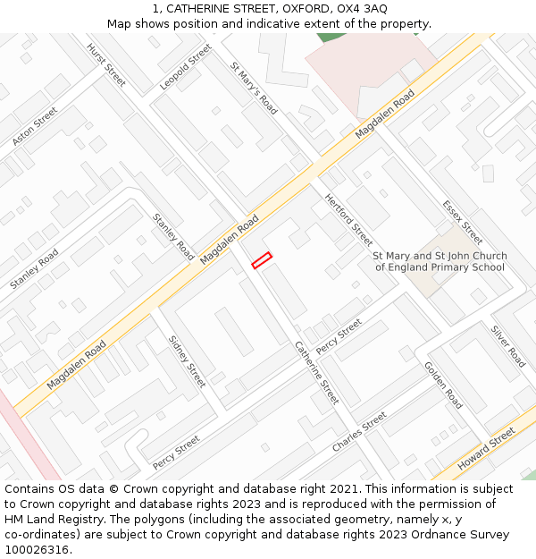 1, CATHERINE STREET, OXFORD, OX4 3AQ: Location map and indicative extent of plot