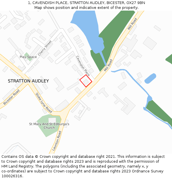 1, CAVENDISH PLACE, STRATTON AUDLEY, BICESTER, OX27 9BN: Location map and indicative extent of plot