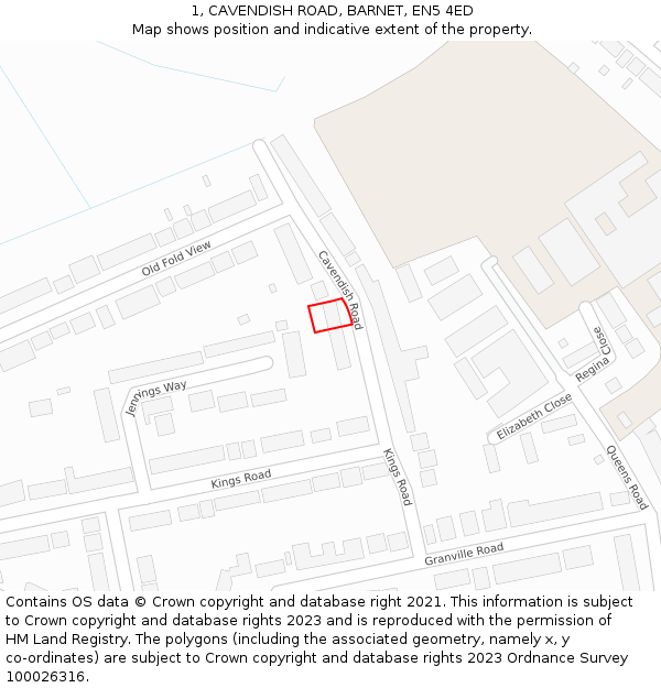 1, CAVENDISH ROAD, BARNET, EN5 4ED: Location map and indicative extent of plot