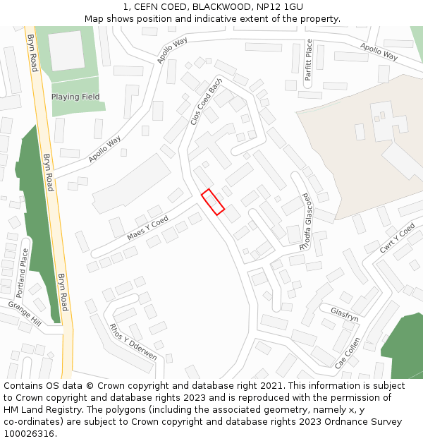 1, CEFN COED, BLACKWOOD, NP12 1GU: Location map and indicative extent of plot