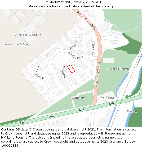1, CHANTRY CLOSE, LYDNEY, GL15 5TH: Location map and indicative extent of plot
