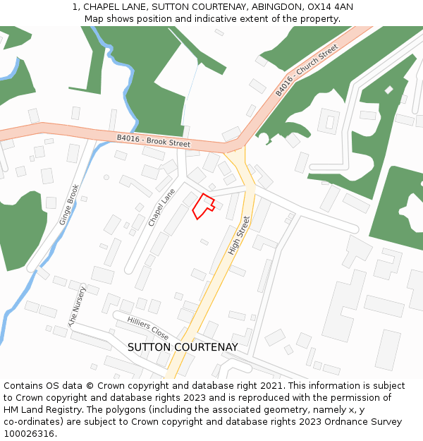 1, CHAPEL LANE, SUTTON COURTENAY, ABINGDON, OX14 4AN: Location map and indicative extent of plot