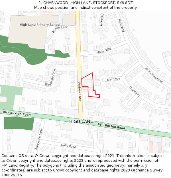 1, CHARNWOOD, HIGH LANE, STOCKPORT, SK6 8DZ: Location map and indicative extent of plot