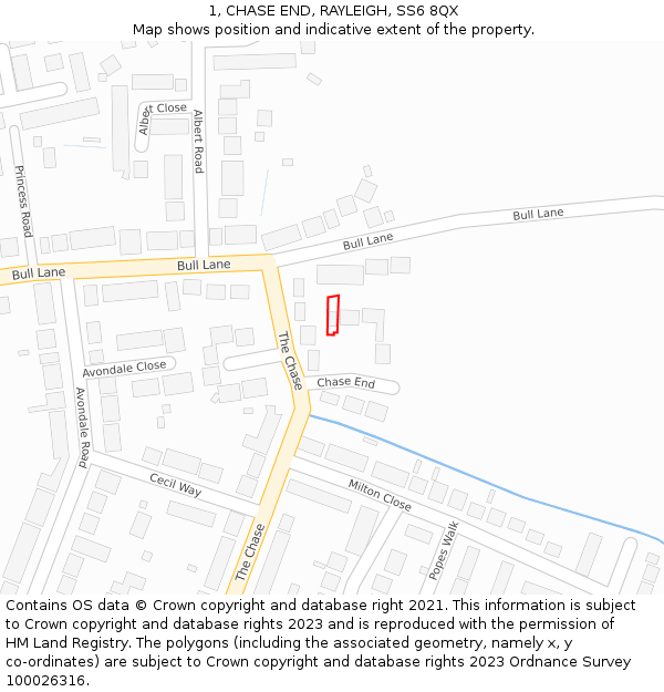 1, CHASE END, RAYLEIGH, SS6 8QX: Location map and indicative extent of plot