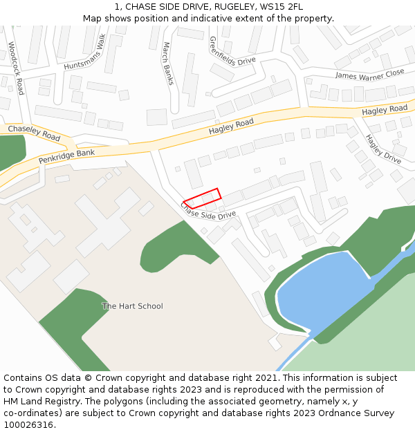 1, CHASE SIDE DRIVE, RUGELEY, WS15 2FL: Location map and indicative extent of plot