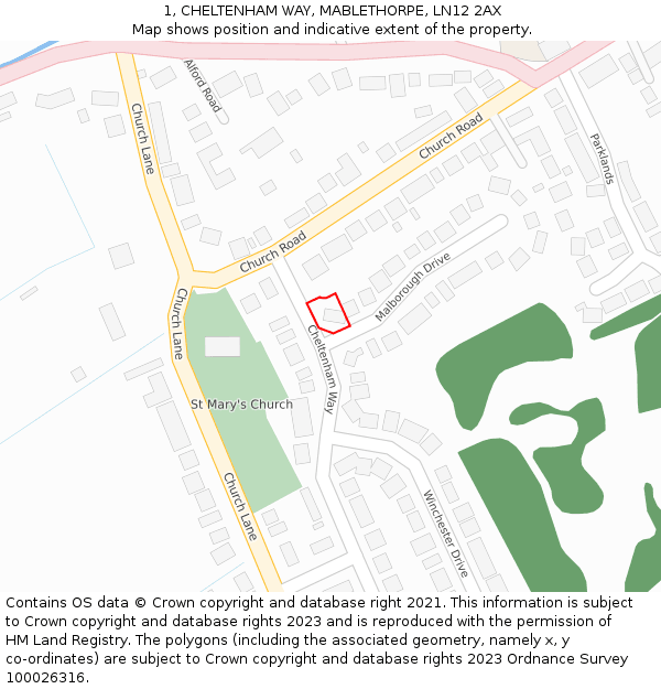 1, CHELTENHAM WAY, MABLETHORPE, LN12 2AX: Location map and indicative extent of plot