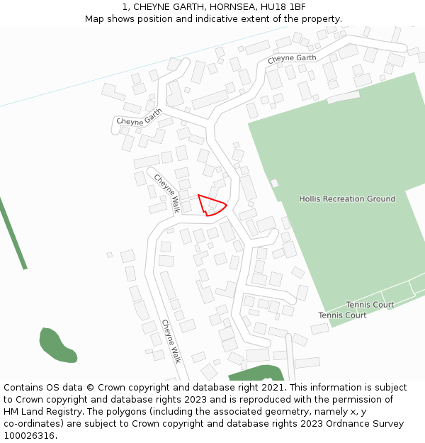 1, CHEYNE GARTH, HORNSEA, HU18 1BF: Location map and indicative extent of plot
