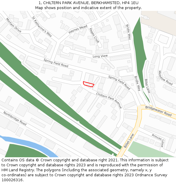 1, CHILTERN PARK AVENUE, BERKHAMSTED, HP4 1EU: Location map and indicative extent of plot