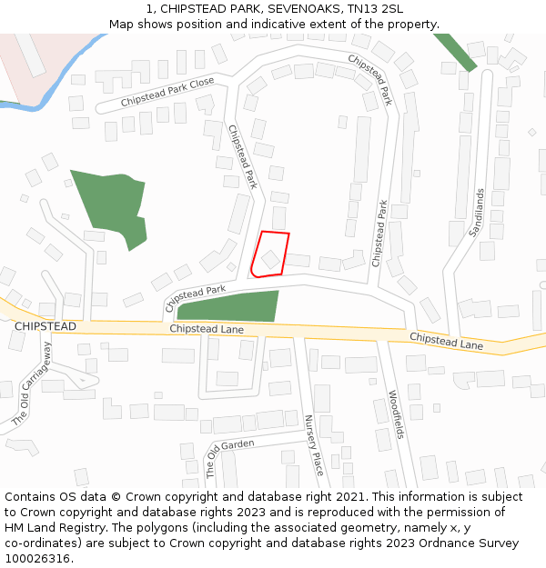1, CHIPSTEAD PARK, SEVENOAKS, TN13 2SL: Location map and indicative extent of plot