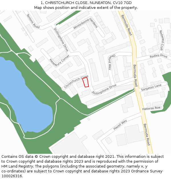 1, CHRISTCHURCH CLOSE, NUNEATON, CV10 7GD: Location map and indicative extent of plot