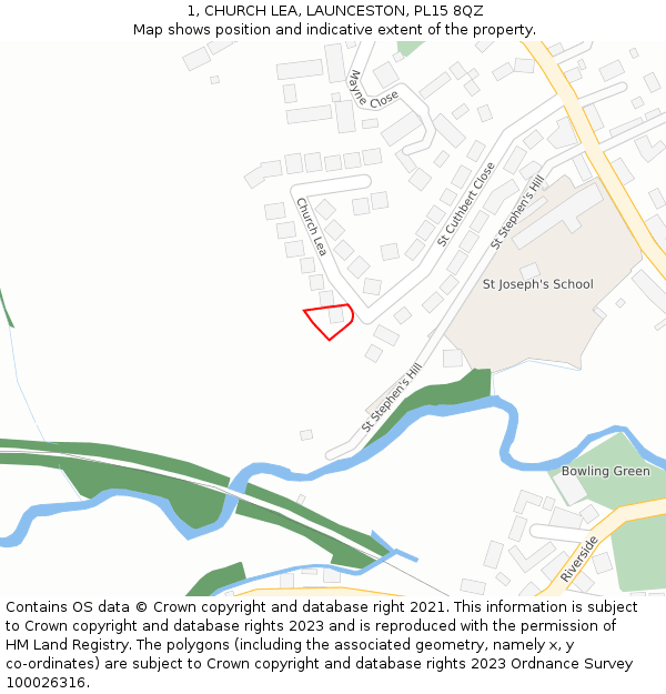 1, CHURCH LEA, LAUNCESTON, PL15 8QZ: Location map and indicative extent of plot