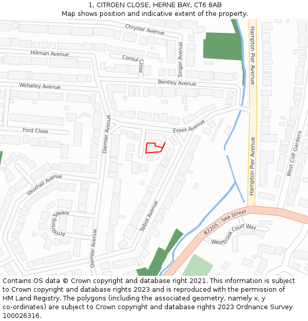 1, CITROEN CLOSE, HERNE BAY, CT6 8AB: Location map and indicative extent of plot