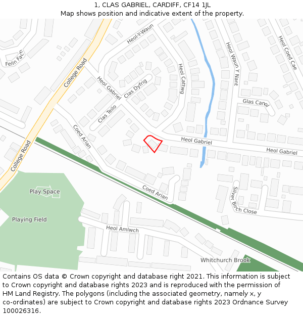 1, CLAS GABRIEL, CARDIFF, CF14 1JL: Location map and indicative extent of plot