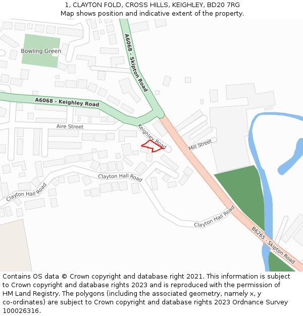 1, CLAYTON FOLD, CROSS HILLS, KEIGHLEY, BD20 7RG: Location map and indicative extent of plot