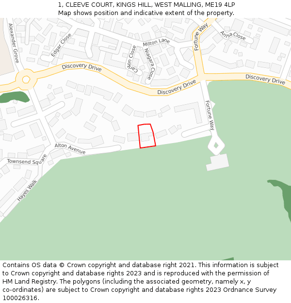 1, CLEEVE COURT, KINGS HILL, WEST MALLING, ME19 4LP: Location map and indicative extent of plot