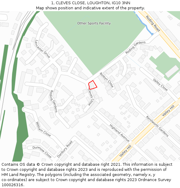 1, CLEVES CLOSE, LOUGHTON, IG10 3NN: Location map and indicative extent of plot