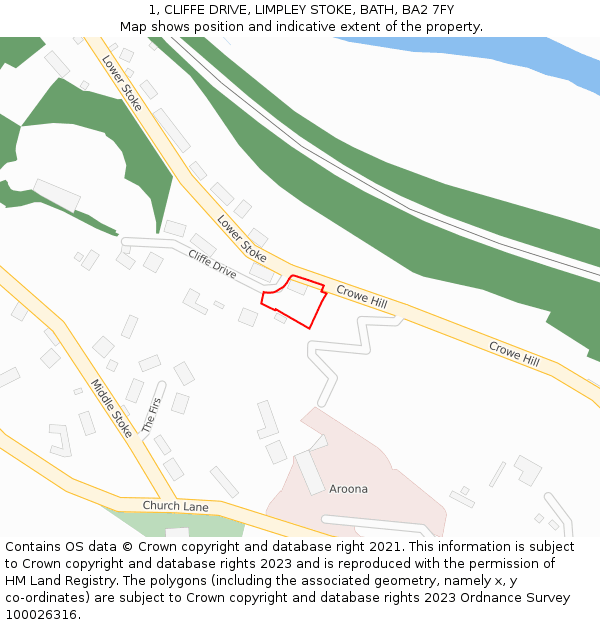1, CLIFFE DRIVE, LIMPLEY STOKE, BATH, BA2 7FY: Location map and indicative extent of plot