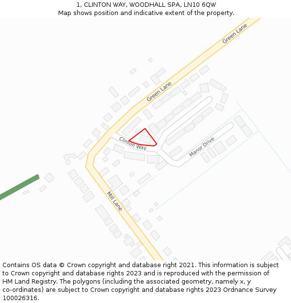 1, CLINTON WAY, WOODHALL SPA, LN10 6QW: Location map and indicative extent of plot