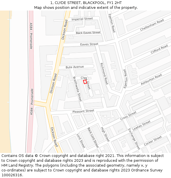 1, CLYDE STREET, BLACKPOOL, FY1 2HT: Location map and indicative extent of plot