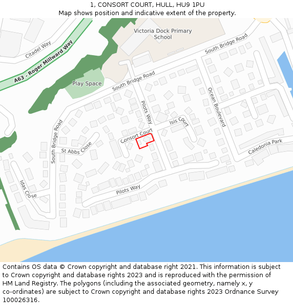 1, CONSORT COURT, HULL, HU9 1PU: Location map and indicative extent of plot