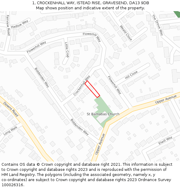 1, CROCKENHALL WAY, ISTEAD RISE, GRAVESEND, DA13 9DB: Location map and indicative extent of plot