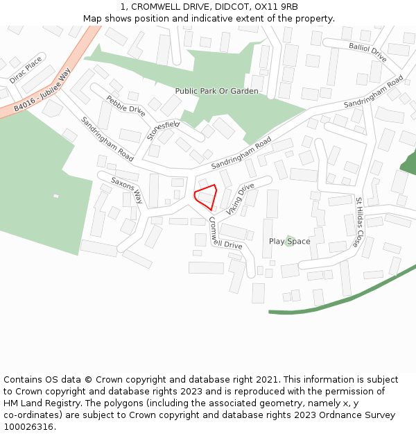 1, CROMWELL DRIVE, DIDCOT, OX11 9RB: Location map and indicative extent of plot