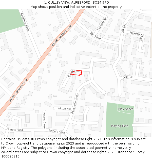 1, CULLEY VIEW, ALRESFORD, SO24 9PD: Location map and indicative extent of plot