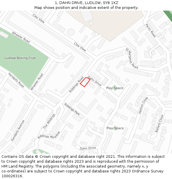 1, DAHN DRIVE, LUDLOW, SY8 1XZ: Location map and indicative extent of plot