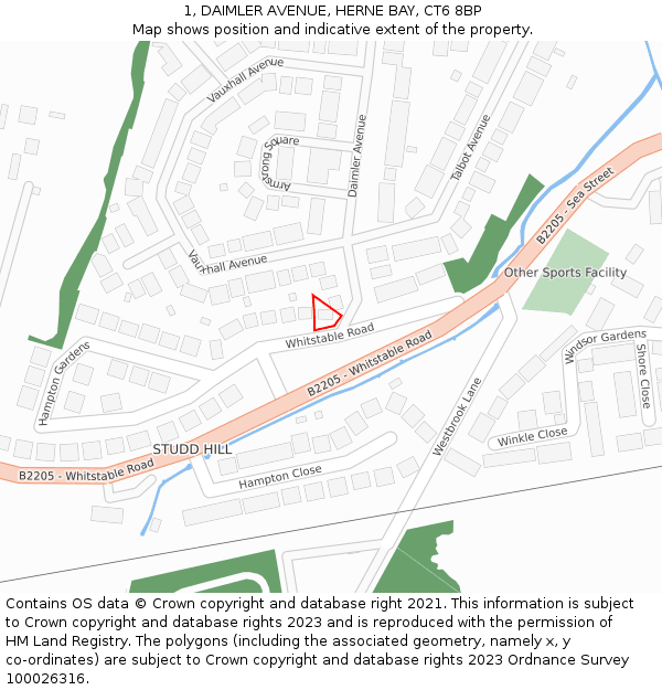 1, DAIMLER AVENUE, HERNE BAY, CT6 8BP: Location map and indicative extent of plot