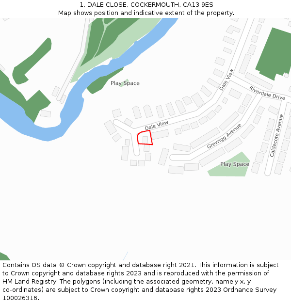 1, DALE CLOSE, COCKERMOUTH, CA13 9ES: Location map and indicative extent of plot