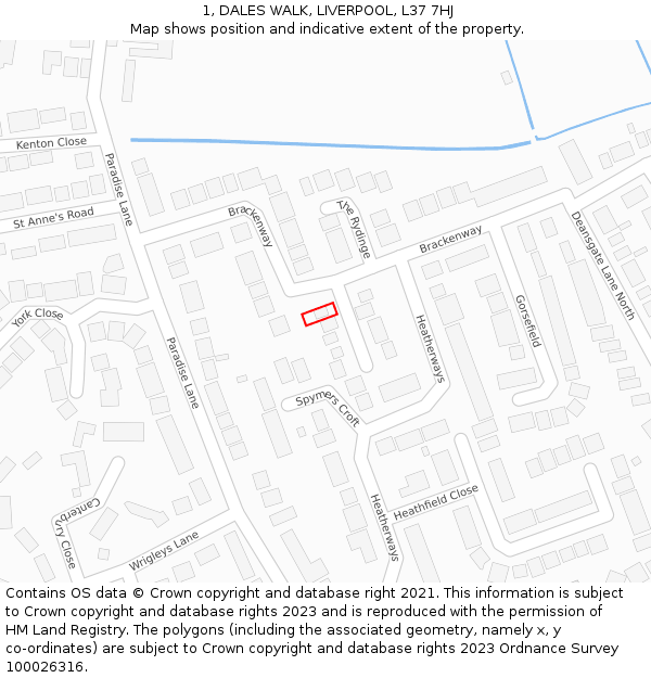 1, DALES WALK, LIVERPOOL, L37 7HJ: Location map and indicative extent of plot