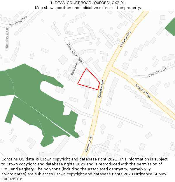 1, DEAN COURT ROAD, OXFORD, OX2 9JL: Location map and indicative extent of plot