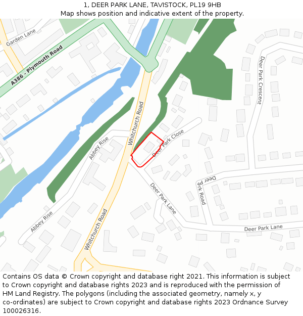 1, DEER PARK LANE, TAVISTOCK, PL19 9HB: Location map and indicative extent of plot